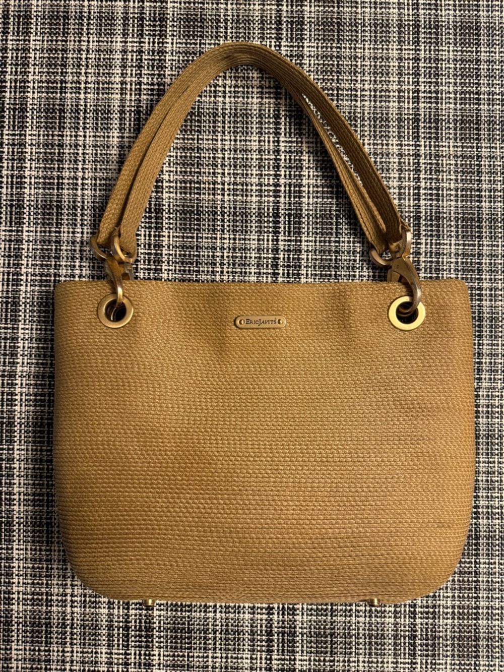 ERIC JAVITS Raffia Bucket Bag Neutral Straw Shoulder Tote - Picture 2 of 8